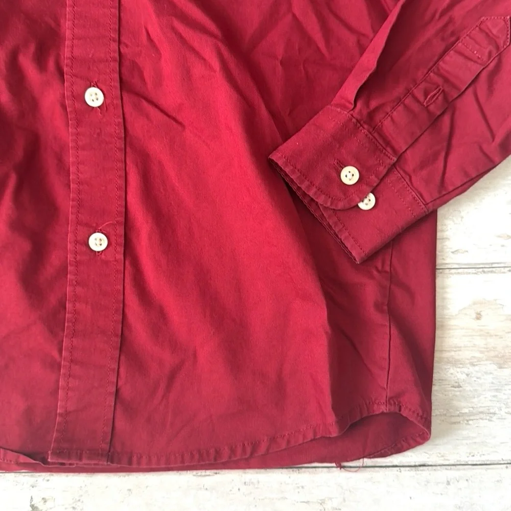 Chaos Size 6 Boys Maroon Red Button Ip Long Sleeve Dress Shirt Kids Formal